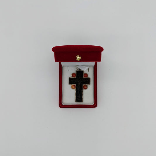 Σταυρός από ξύλο, ασήμι και διακοσμητικές πέτρες