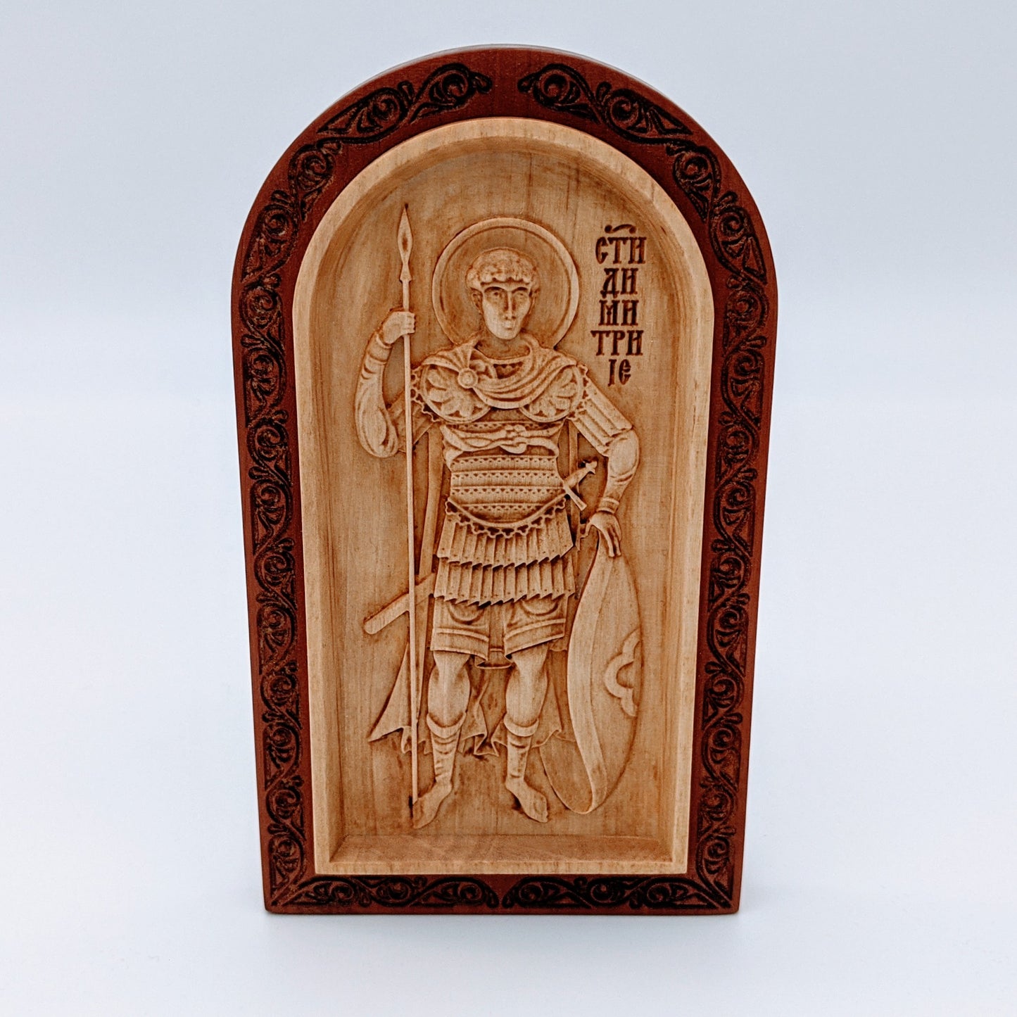 Χειροποίητη εικόνα του Αγίου Δημητρίου από κόκκαλο και ξύλο